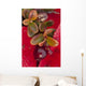 Macro of cranberries and deep red-orange leaves in the background Wall Mural