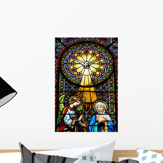 Colourful stained glass windows in the Benedictine Abbey Wall Mural