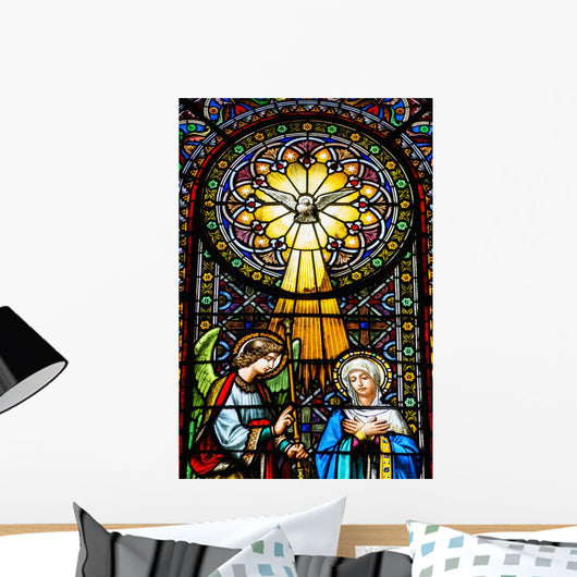 Colourful stained glass windows in the Benedictine Abbey Wall Mural