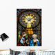 Colourful stained glass windows in the Benedictine Abbey Wall Mural