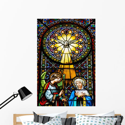 Colourful stained glass windows in the Benedictine Abbey Wall Mural