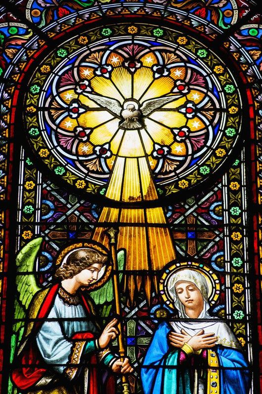 Colourful stained glass windows in the Benedictine Abbey Wall Mural