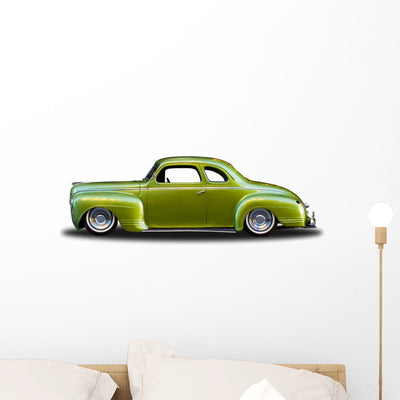 Green Plymouth Deluxe Coupe Wall Decal shown on a wall