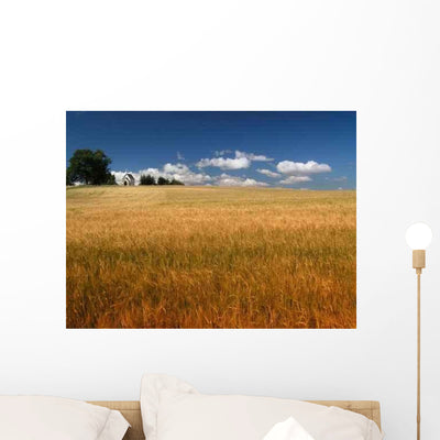 Summer Landscape Wall Decal Design 3 shown on a wall