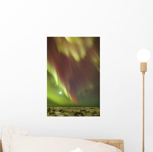 Northern Lights and moon Wall Mural