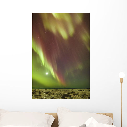 Northern Lights and moon Wall Mural