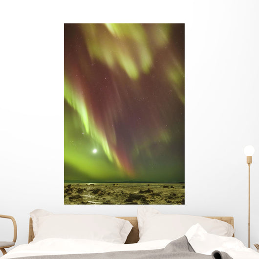 Northern Lights and moon Wall Mural