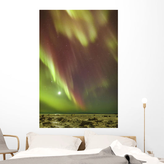 Northern Lights and moon Wall Mural
