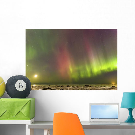Northern Lights and moon Wall Mural