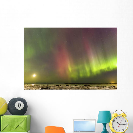 Northern Lights and moon Wall Mural
