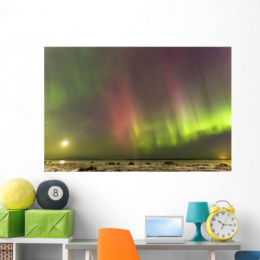 Northern Lights and moon Wall Mural