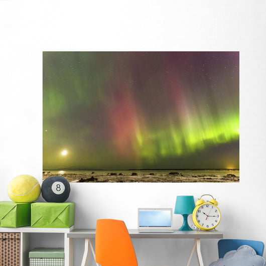 Northern Lights and moon Wall Mural