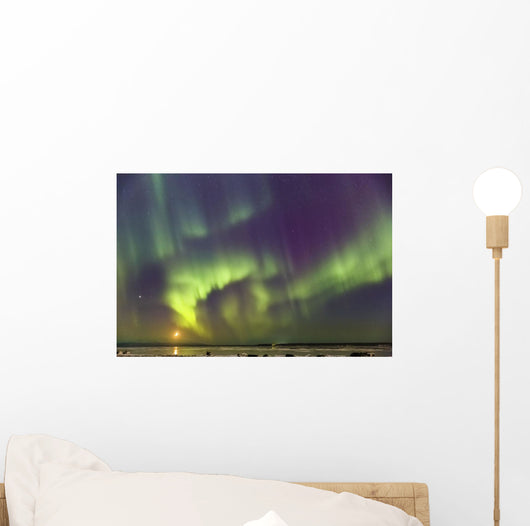 Northern Lights and moon Wall Mural