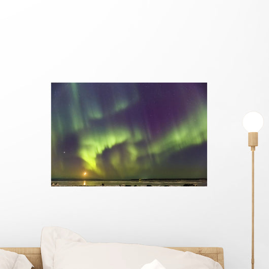Northern Lights and moon Wall Mural