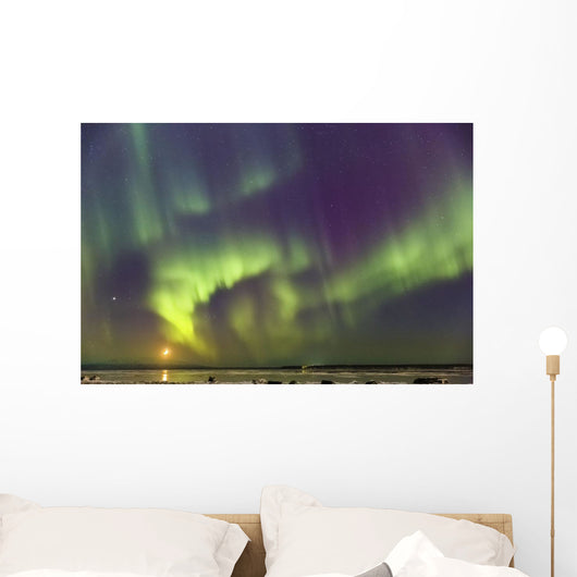 Northern Lights and moon Wall Mural