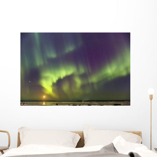 Northern Lights and moon Wall Mural