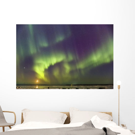 Northern Lights and moon Wall Mural