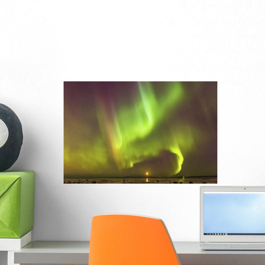Northern Lights and moon Wall Mural