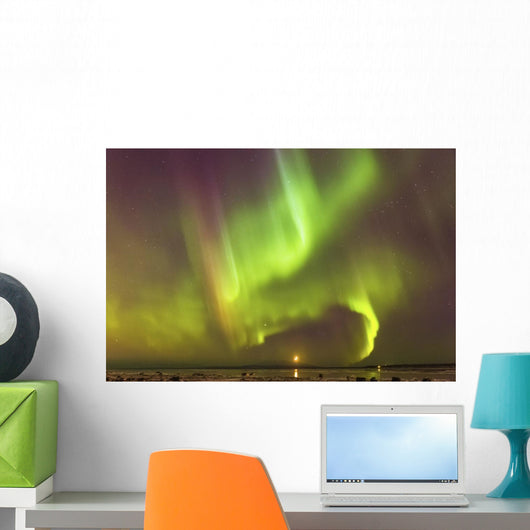 Northern Lights and moon Wall Mural