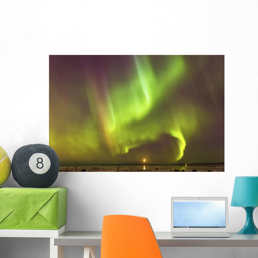 Northern Lights and moon Wall Mural
