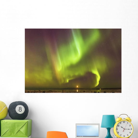 Northern Lights and moon Wall Mural