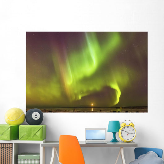 Northern Lights and moon Wall Mural