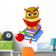Wise Owl Sitting on Pile Book Wall Decal