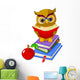 Wise Owl Sitting on Pile Book Wall Decal
