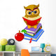 Wise Owl Sitting on Pile Book Wall Decal