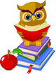 Wise Owl Sitting on Pile Book Wall Decal