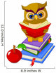 Wise Owl Sitting on Pile Book Wall Decal