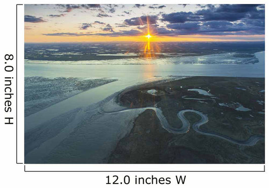 Aerial view of the sunset over the mouth of the Kvichak River Wall Mural