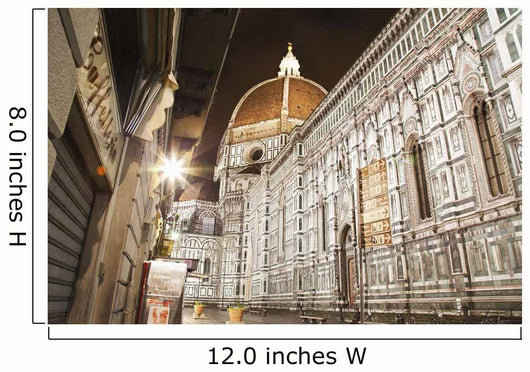 Buildings and Florence Cathedral illuminated a nighttime Wall Mural