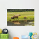 Adult sow Grizzly bear with two cubs Wall Mural