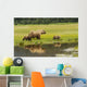Adult sow Grizzly bear with two cubs Wall Mural