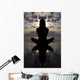 Silhoutte seated yoga pose. Wall Mural