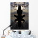 Silhoutte seated yoga pose. Wall Mural