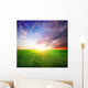 Green Field and Beautiful Sunrise Wall Mural