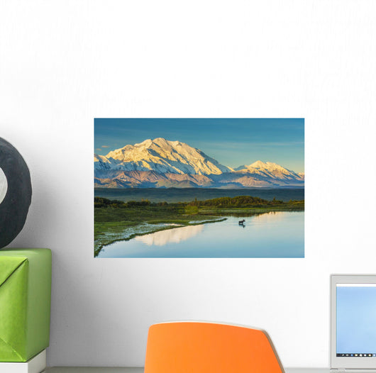 A silhouette of a bull moose feeding Wall Mural
