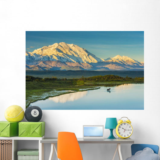 A silhouette of a bull moose feeding Wall Mural