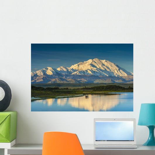 A silhouette of a bull moose feeding Wall Mural