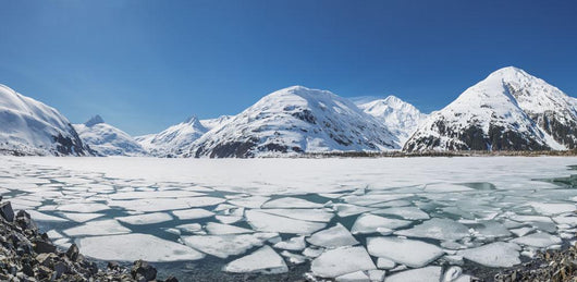 Spring ice breaking apart on the surface of Portage Lake Wall Mural