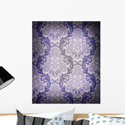 Seamless Damask Wallpaper Wall Decal Design 2 shown on a wall
