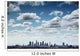 Downtown Los Angeles skyline under blue sky with scenic clouds Wall Mural