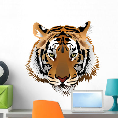 Tiger Head Wall Decal shown on a wall