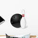 Bowling ball and pin isolated on white. Wall Decal