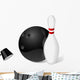 Bowling ball and pin isolated on white. Wall Decal