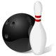 Bowling ball and pin isolated on white. Wall Decal