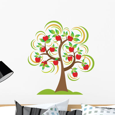 Apple Tree Wall Decal shown on a wall