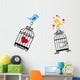 birds in love with birdcage Wall Decal